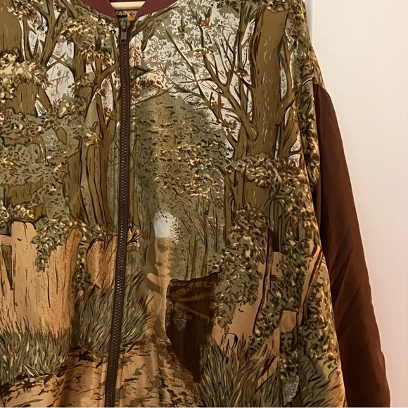 Vintage Unisex 100% Silk 90s Y2K Equestrian Print Bomber Jacket - Picture 7 of 9